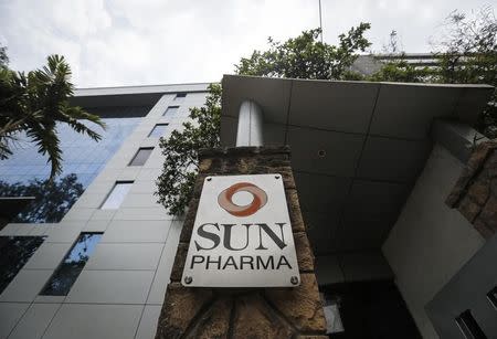 A logo of Sun Pharmaceutical Industries Ltd at its research and development center in Mumbai April 7, 2014. REUTERS/Danish Siddiqui