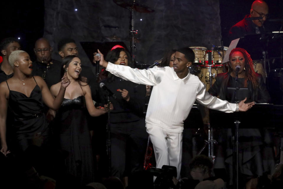 Christian Casey Combs performs on stage at the Pre-Grammy Gala And Salute To Industry Icons at the Beverly Hilton Hotel on Saturday, Jan. 25, 2020, in Beverly Hills, Calif. (Photo by Willy Sanjuan/Invision/AP)