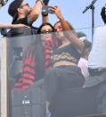 <p>Kourtney Kardashian and Addison Rae take a selfie at Machine Gun Kelly's rooftop concert in Venice Beach.</p>