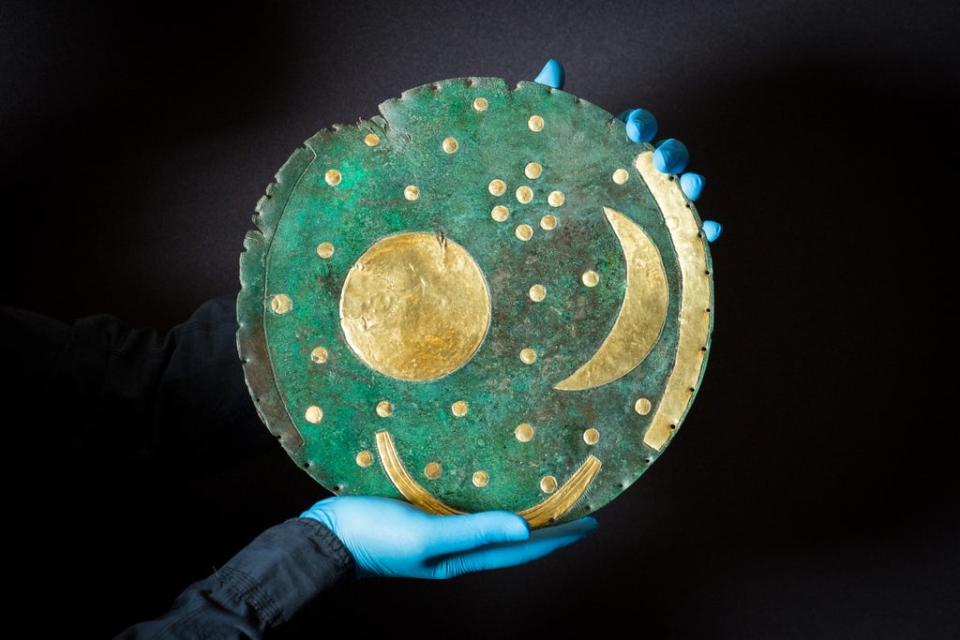 The Nebra Sky Disc will feature in the British Museum’s Stonehenge exhibition (Dominic Lipinski/PA) (PA Wire)