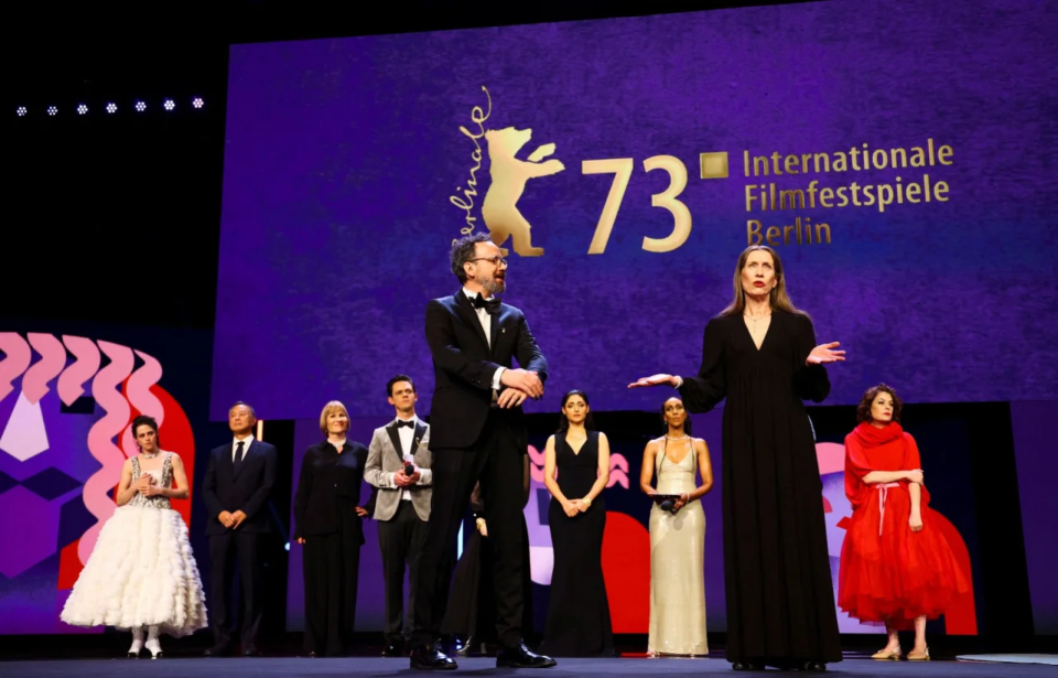 Artistic director Carlo Chatrian and managing director Mariette Rissenbeck Berlinale and members of the jury at the opening of the film festival <span class="copyright">REUTERS/Fabrizio Bensch</span>