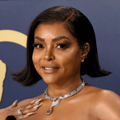 <p>Getty Images</p> Taraji P. Henson with a bob on the 2024 SAG Awards red carpet