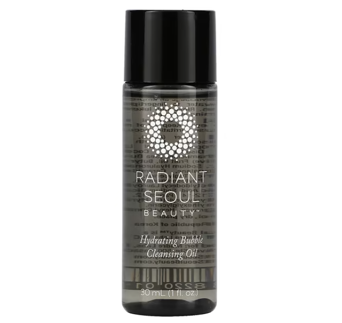 Radiant Seoul, Hydrating Bubble Cleansing Oil, 30ml in black transparent container.