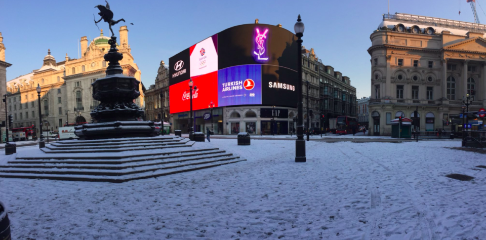 <em>Piccadilly Circus in London seemed deserted this morning as workers stayed at home (Chris Parsons)</em>