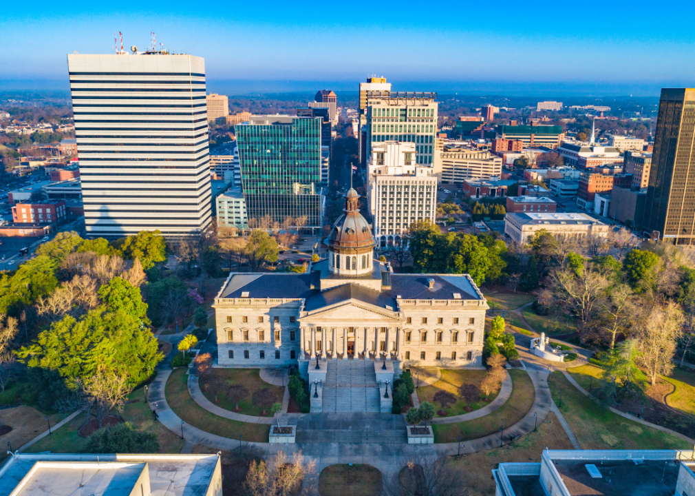 Aerial city view of South Carolina.