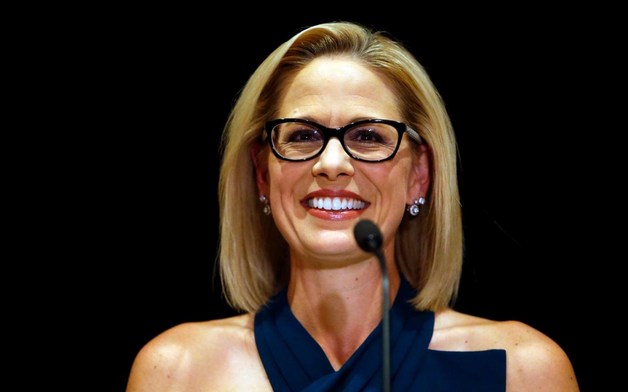 Kyrsten Sinema had to wait almost a week until she was declared winner - FR157181 AP