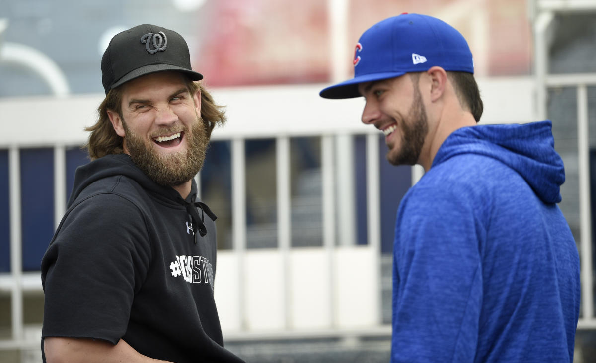 Bryce Harper and Kris Bryant went to a hockey game and Cubs fans lost their  minds