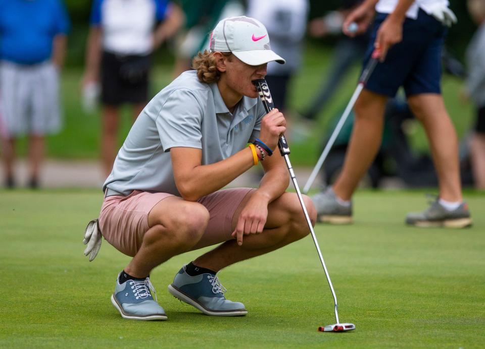 Saint Joseph's Joe Swick liens up a putt on the ninth hole during the sectional golf tournament Monday, June 6, 2022 at Erskine Park Golf Course. 