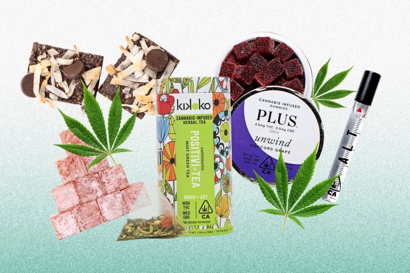 No matter your dietary preferences, there's a THC-infused edible out there. <span class="copyright">(Photo illustration by Ross May / Los Angeles Times; photos from Getty Images; Kaneh Co.; Aster Farms; Kikoko; Plus Products)</span>