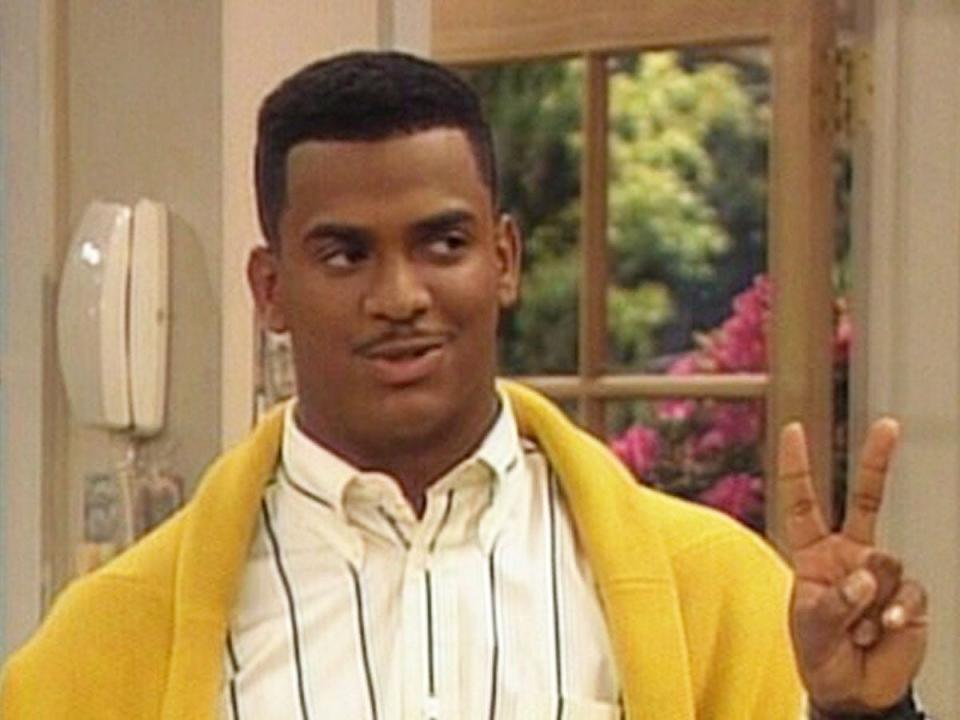 alfonso ribiero as carlton banks on set of the fresh prince of bel air