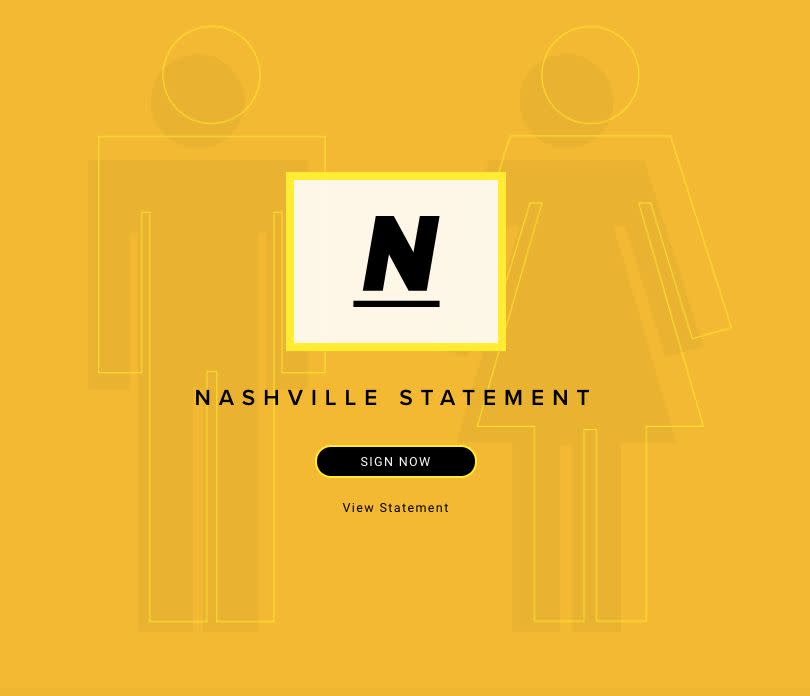 The "Nashville Statement" consists of 14 affirmations and denials on human sexuality. (Photo: Nashville Statement)