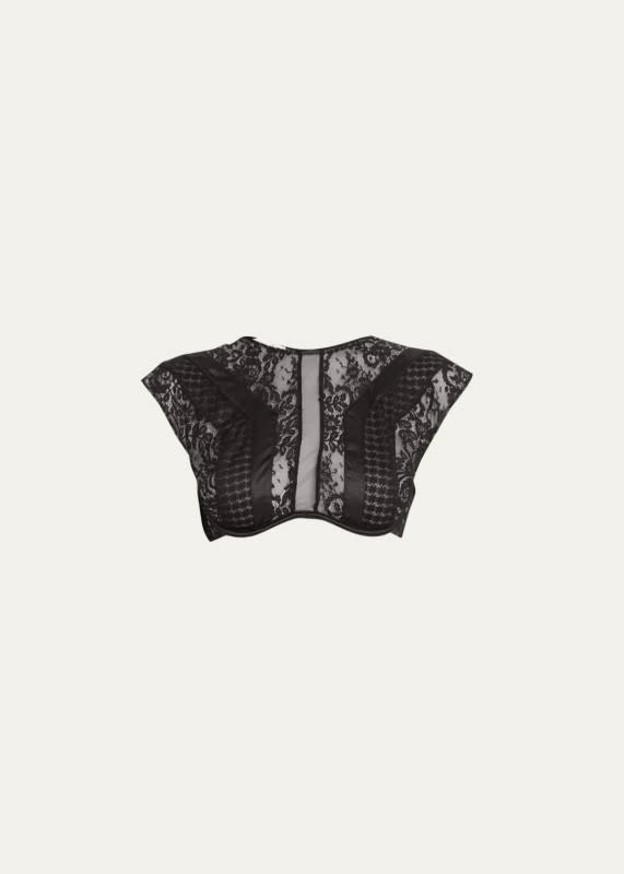 <p>Livy Macy Cap-Sleeve Patchwork Lace Bustier, $333, <a href="https://rstyle.me/+MgEgQCRjy7GvnZyAHbhTQg" rel="nofollow noopener" target="_blank" data-ylk="slk:available here;elm:context_link;itc:0;sec:content-canvas" class="link ">available here</a> (sizes 85B-95E)</p>