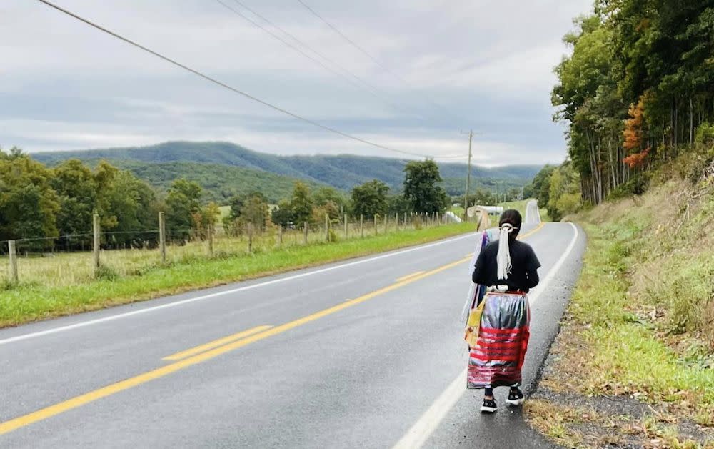 Seraphine Warren has walked 2.400 miles since June to raise awareness of her missing aunt Ella Mae as well as other missing and murdered indigenous people. (Photo: Courtesy of Seraphine Warren)