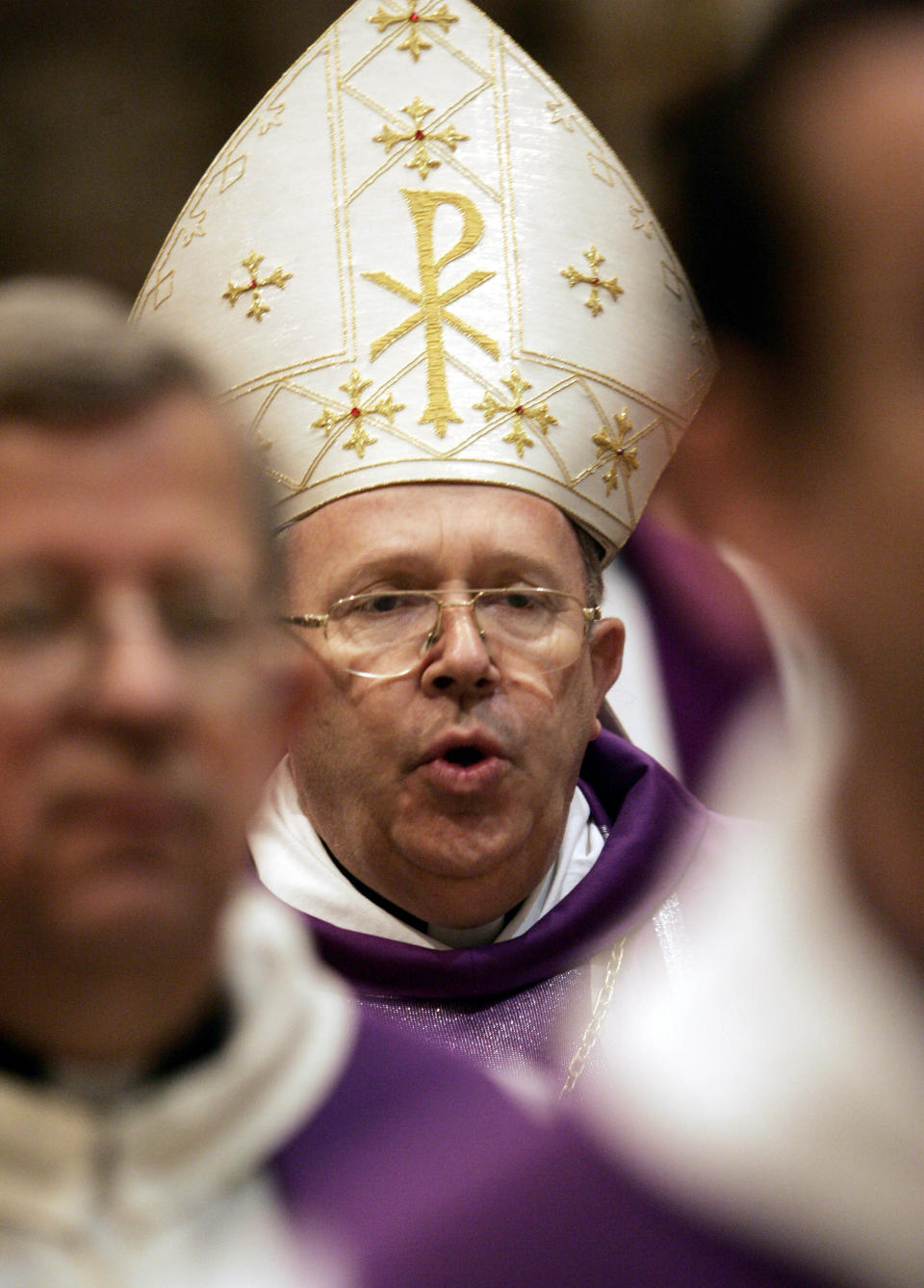 Monsignor Jean-Pierre Ricard, Archbishop of FILE - Monsignor Jean-Pierre Ricard, Archbishop of Bordeaux, France, celebrates a Mass in St.Louis of French church in Rome, Wednesday, March 22, 2006. Cardinal Jean-Pierre Ricard said on Monday Nov.7, 2022 that he had abused a 14-year-old girl thirty-five years ago and is withdrawing from his functions. The move comes after a report issued last year revealed a large number of child sex abuse cases within the country's Catholic Church. (AP Photo/Plinio Lepri, File)