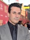 <p>Jon Hamm doesn't usually stray from his Don Drapper hairdo: jet black hair, slicked back. </p>