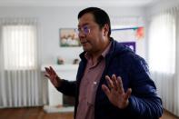 Luis Arce, the presidential candidate of the Movement to Socialism party (MAS), speaks during an interview with Reuters in La Paz
