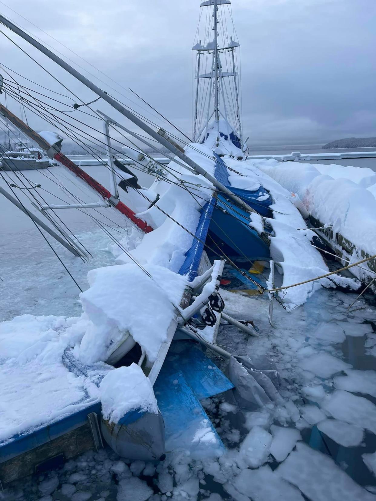 Around eight boats sank in a period of 12 days, said Matthew Creswell, Juneau's harbour master. (Submitted by Matthew Creswell - image credit)