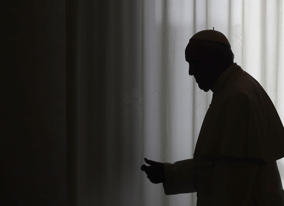 Pope Francis leaves private audience