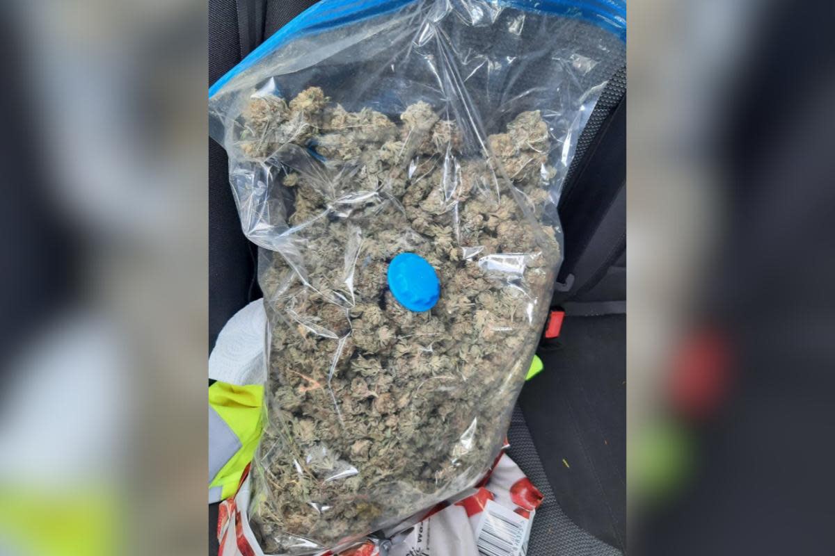 A large bag of cannabis was found in a car in Hedge End after a police chase <i>(Image: Hedge End Police)</i>