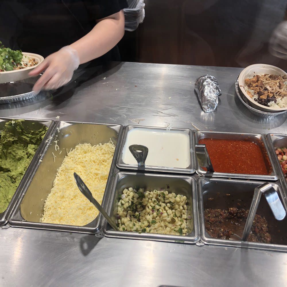 selection of toppings from Chipotle Mexican Grill