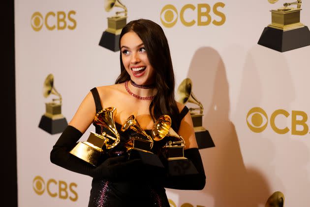 Olivia Rodrigo at the 2022 Grammy Awards. 