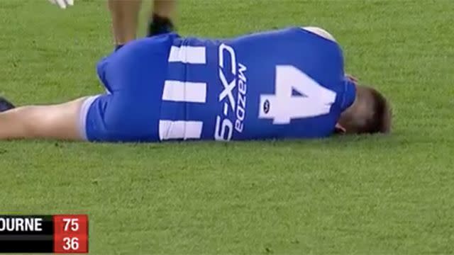 Higgins was out cold. Image: Channel 7