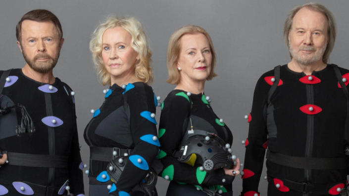 Members of ABBA wear their motion-capture suits to record their performances for the group&#39;s upcoming 