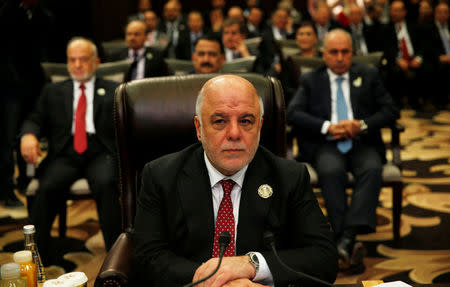 Iraq's Prime Minister Haider al-Abadi attends the 28th Ordinary Summit of the Arab League at the Dead Sea, Jordan March 29, 2017. REUTERS/Mohammad Hamed