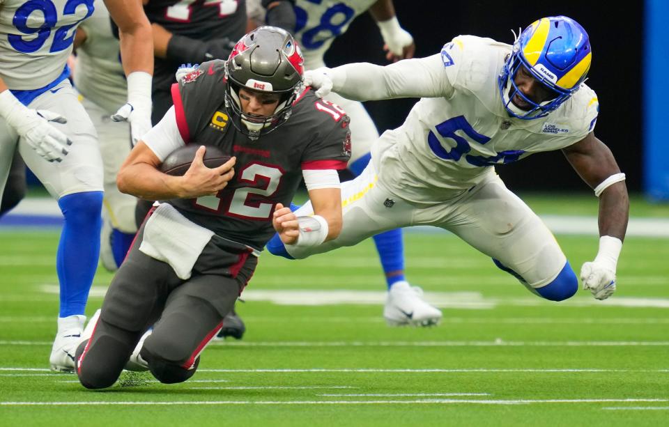 The Los Angeles Rams vs. Tampa Bay Buccaneers NFL divisional-round playoff game can be seen on NBC on Sunday.