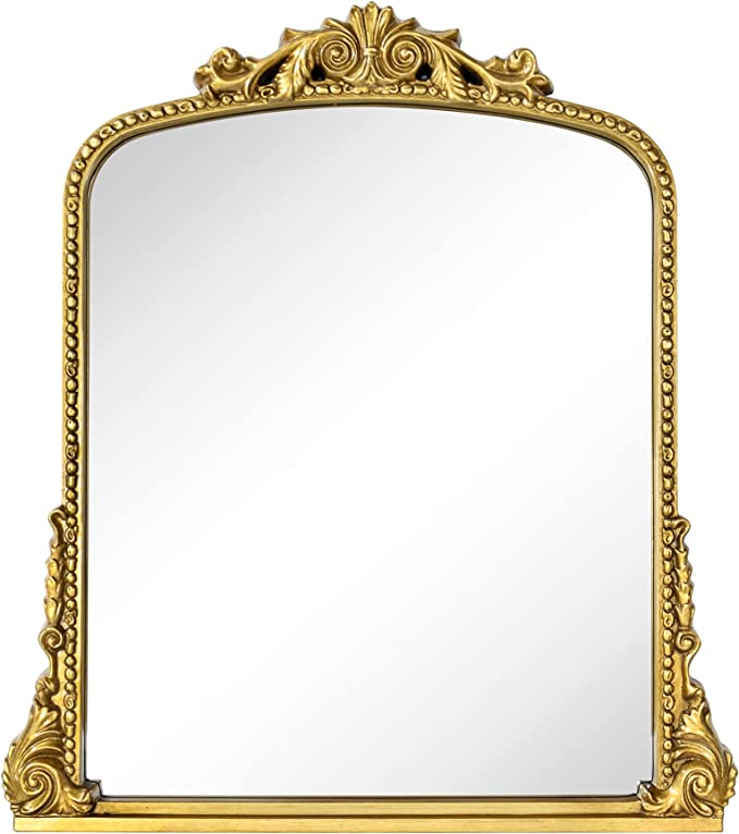 Vana Nala Gold Antique Mirror against white background