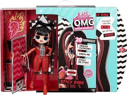 lol doll in red outfit with black hair