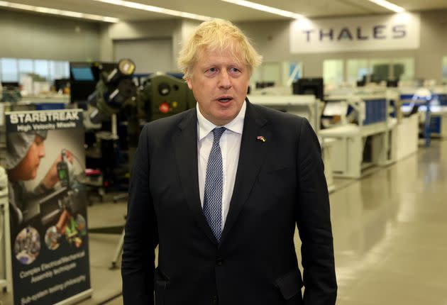 Prime Minister Boris Johnson at Thales weapons manufacturer in Belfast during a visit to Northern Ireland for talks with Stormont parties.  (Photo: Liam McBurney via PA Wire/PA Images)