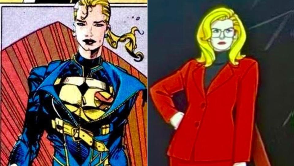 Valerie Cooper in her X-Factor uniform (L) and in X-Men '97 as part of a Valerie Cooper explainer for X-Men '97