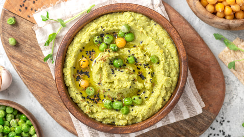 pea dip with garnish