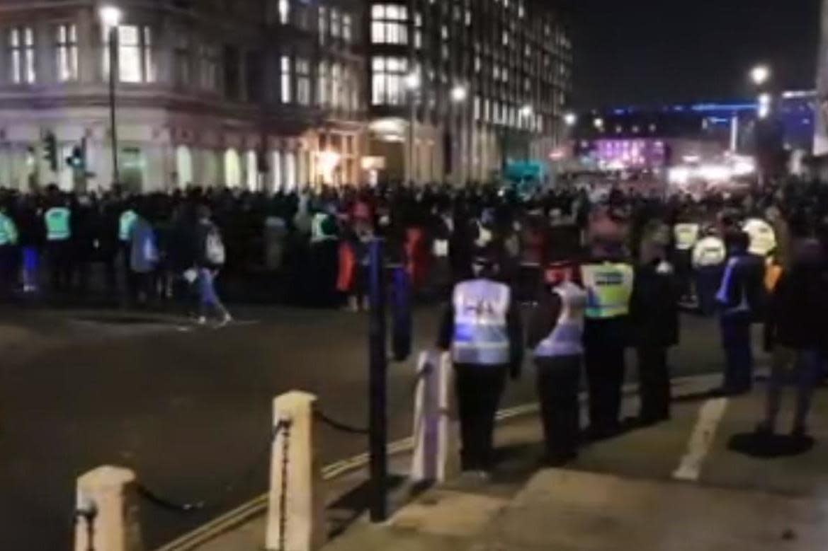 Jammed: Protestors blocked all roads approaching Parliament Square: Twitter/@PriorConstruct