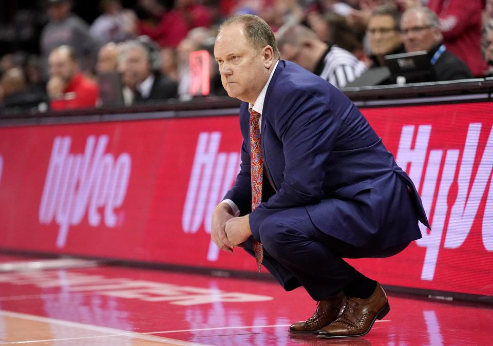 Wisconsin head coach Greg Gard is shown during the second half of their game Tuesday, Feb. 20, 2024 at the Kohl Center in Madison, Wisconsin. Wisconsin beat Maryland 74-70.<br>Mark Hoffman/Milwaukee Journal Sentinel