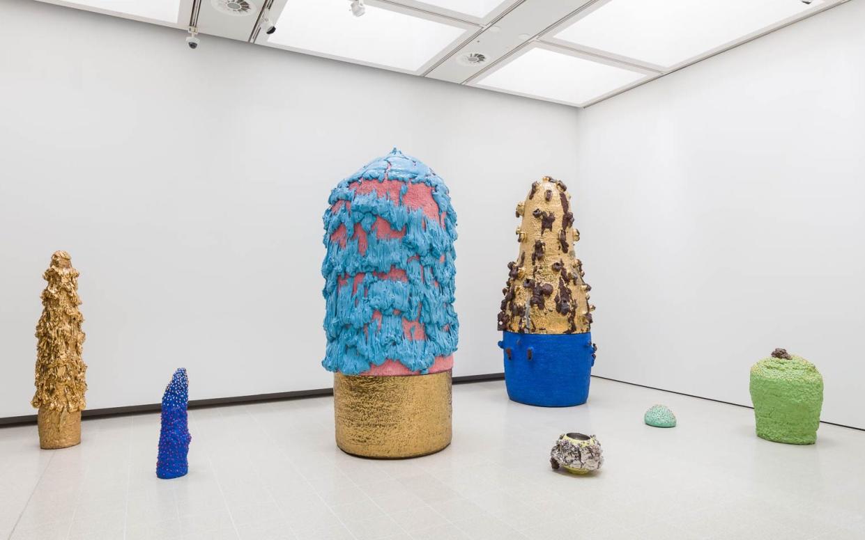 Takuro Kuwata's porcelain totems, drip with bulbous, coloured pigment at the Hayward Gallery - Mark Blower