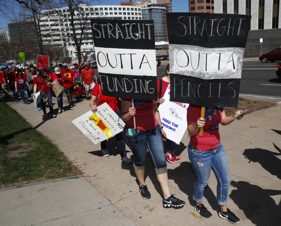 Teachers protest in Denver, Colo.