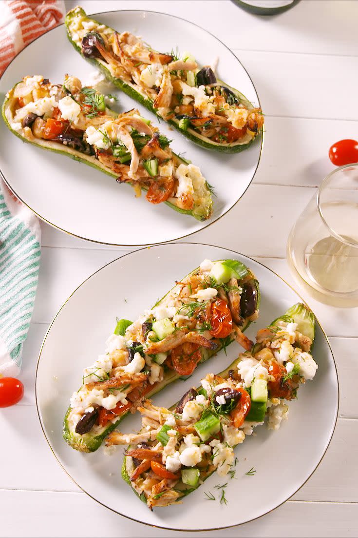 Greek Chicken Stuffed Zucchini