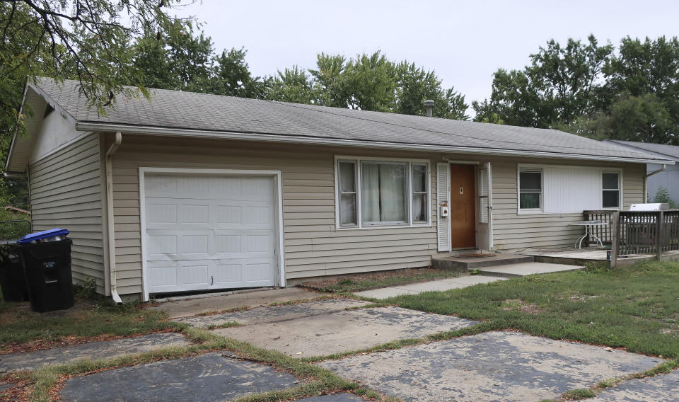 A home in seen in Topeka, Kan, Wednesday, Oct. 4, 2023. Neighbors said Zoey Felix, a 5-year-old girl, lived at the home before she, her father and another man, 25-year-old Mickel Cherry, moved to a wooded area blocks away. Cherry, a homeless man, has been charged with the murder and rape of Felix and could face the death penalty in connection with the girl's death on Monday, Oct. 2. (AP Photo/John Hanna)