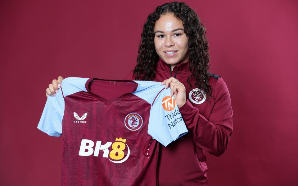 Ebony Salmon of Aston Villa poses for a picture at Bodymoor Heath training ground on September 08, 2023 in Birmingham, England