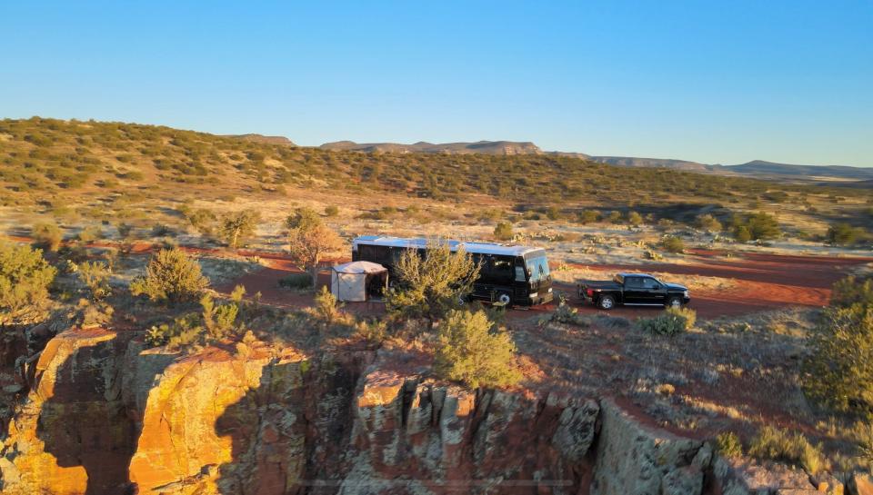 The Wanderlusters Bus Family outside