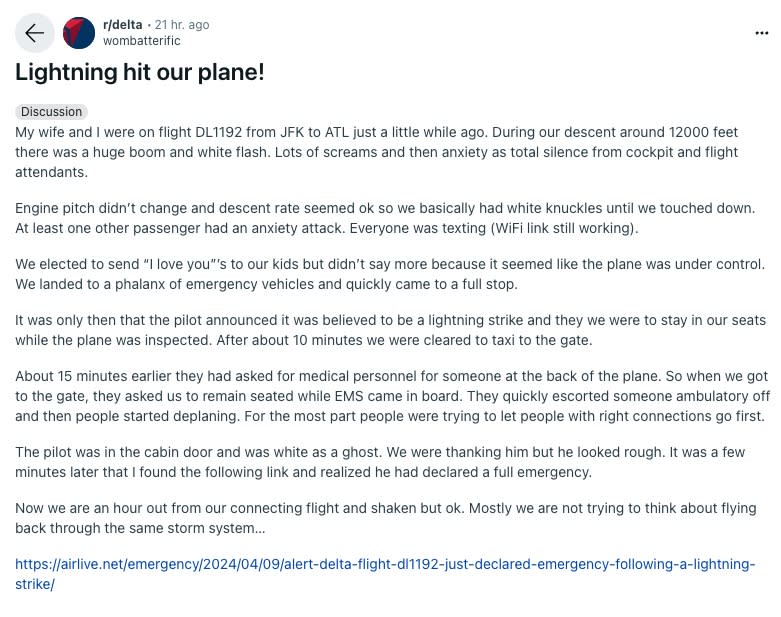 One passenger reportedly had an anxiety attack, per the Reddit post. Reddit/wombatterific