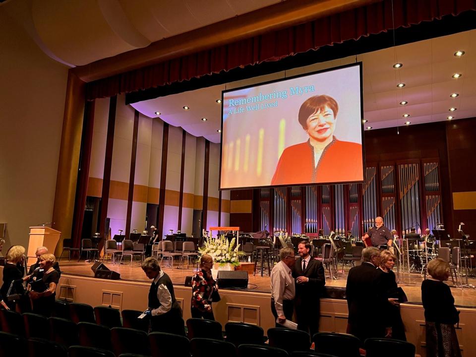 Myra Daniels was the star of a two-hour tribute with both favorite stories from her friends and a philharmonic performance with guest artists.