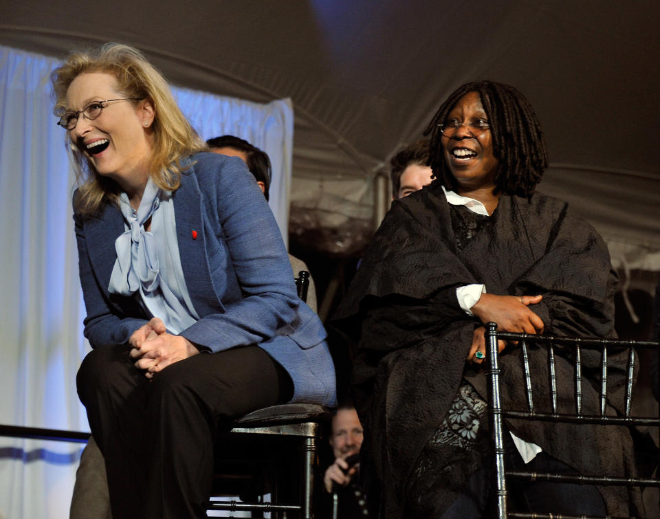 NEW YORK, NY - JUNE 04:  Actress Meryl Streep and actress/TV personality Whoopi Goldberg attend the 2012 Made In NY Awards at Gracie Mansion on June 4, 2012 in New York City.  (Photo by Stephen Lovekin/Getty Images)