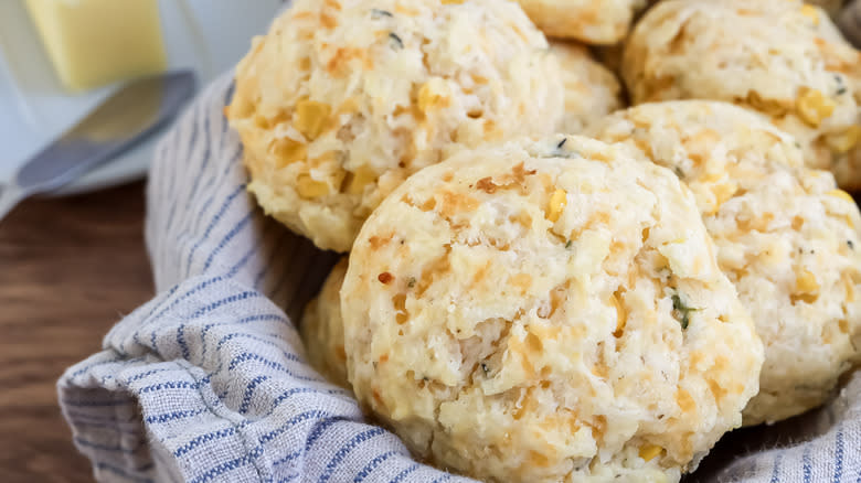 sweet corn biscuits in bread basket