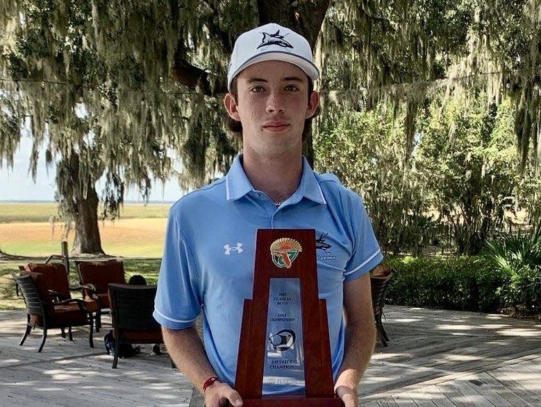 Cameron Reed of Ponte Vedra High School won the District 3-2A individual championship in leading the Sharks to the team title at the Amelia Resort Oak Marsh Course on Oct. 24.