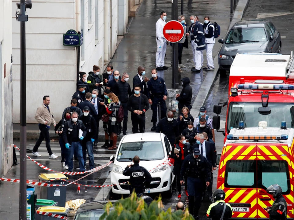 Cordons on the streets surrounding former Charlie Hebdo officesReuters