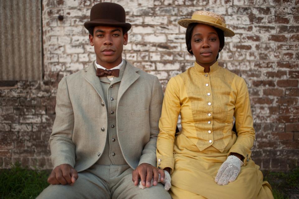 After escaping a Georgia plantation, Caesar (Aaron Pierre), left, and Cora (Thuso Mbedu) find themselves in much different circumstances in South Carolina in Amazon's "The Underground Railroad."