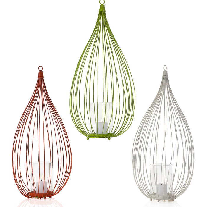 These oversize, drop-shaped wire lanterns would look great scattered around a deck (plus they come with metal loops so they can also be hung from trees).